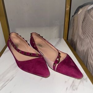 VALENTINO Burgundy Rockstud flats